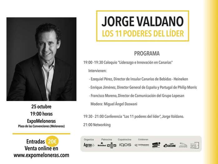 Programa de la conferencia de Jorge Valdano en Gran Canaria (Foto TA)